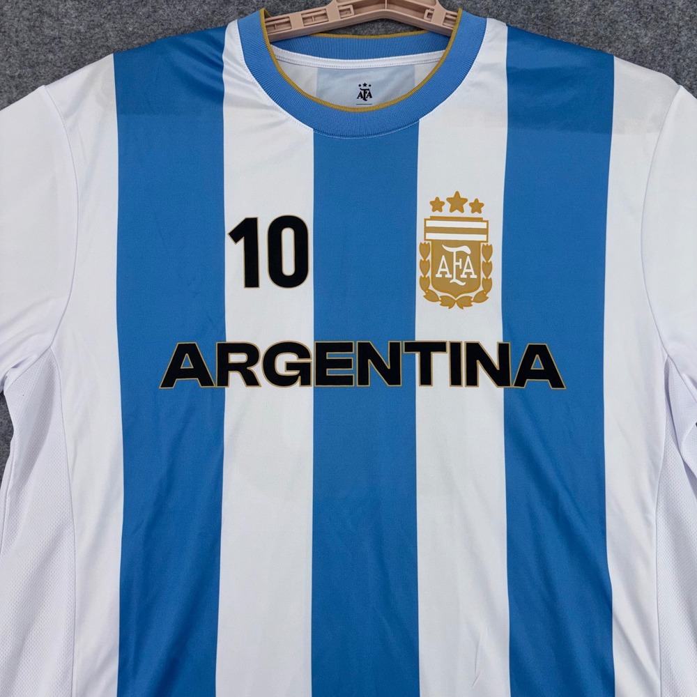 AFA Argentina Messi 10 Soccer Jersey Light Blue White Mens XL AFA336GD-LB-LM